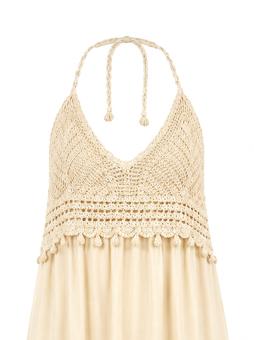 Abito lungo macrame' e balze