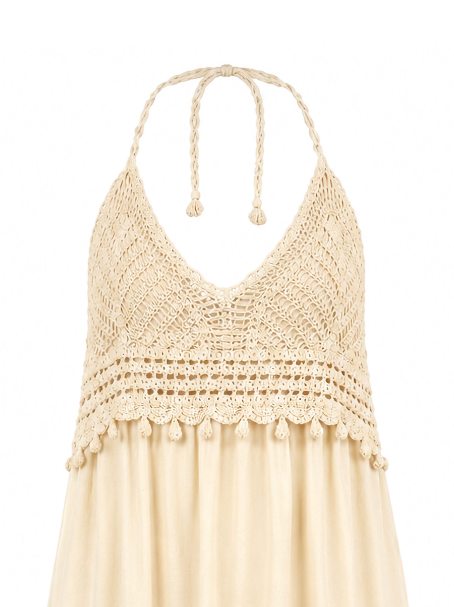 Abito lungo macrame' e balze