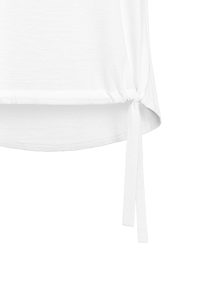 Blusa con coulisse e patch fiore