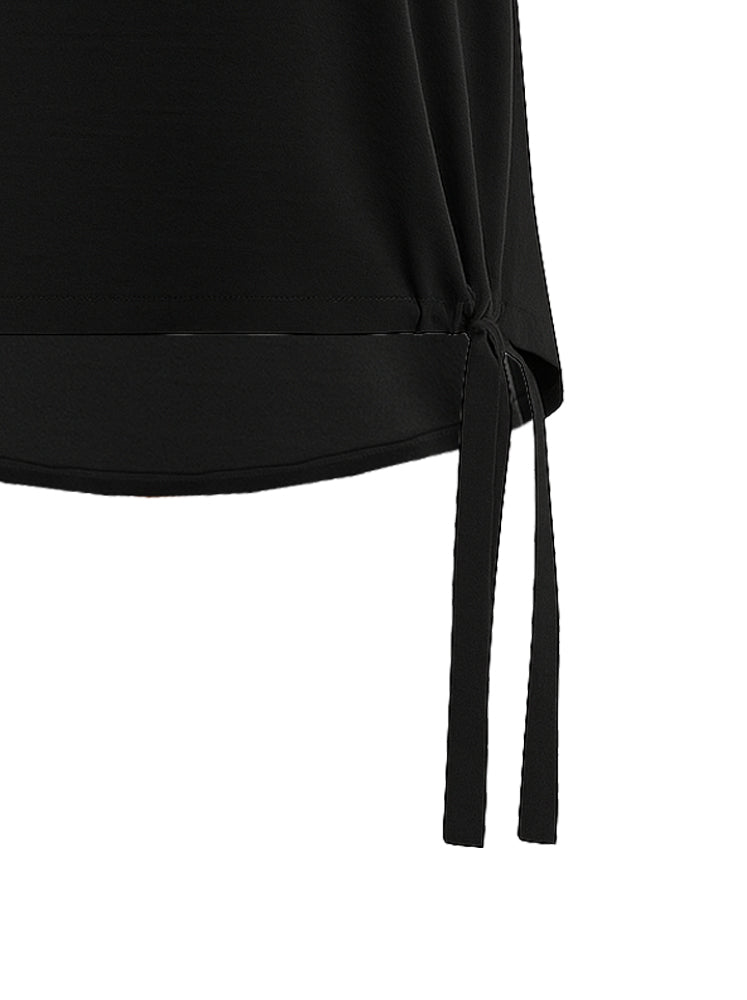 Blusa con coulisse e patch fiore