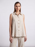 Top camicia smanicato riga