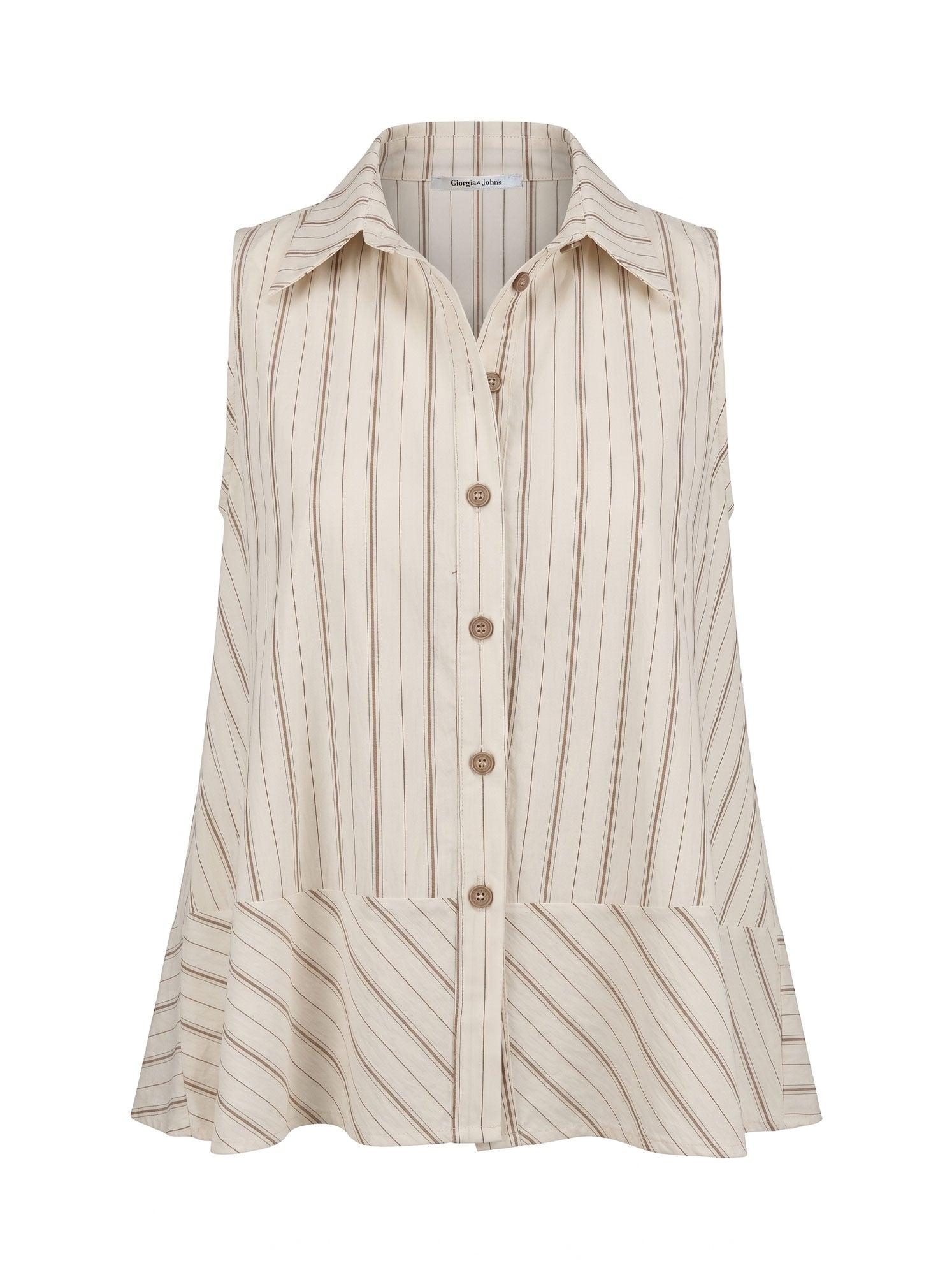 Top camicia smanicato riga