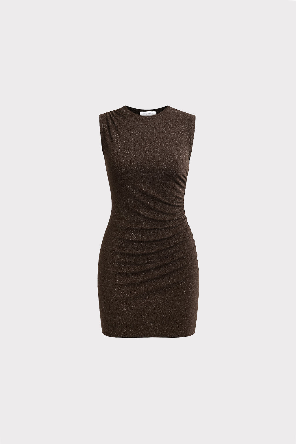 Abito corto lurex con drappeggio