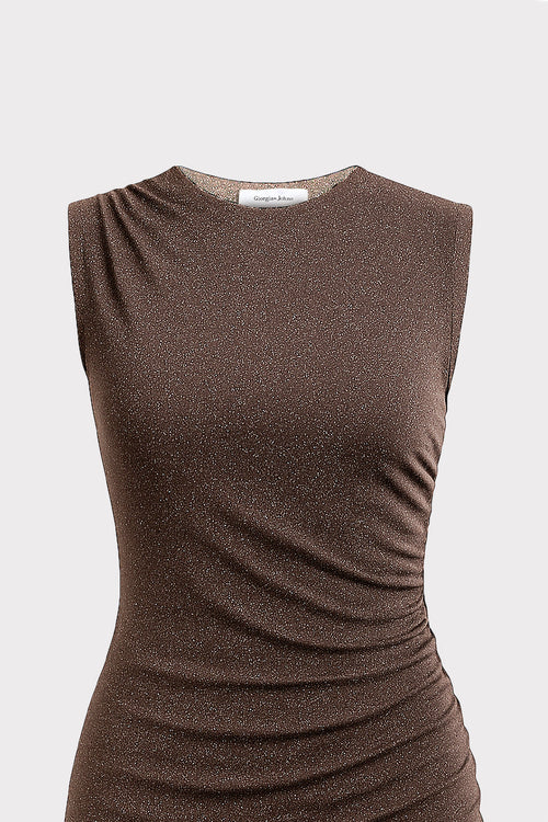 Abito corto lurex con drappeggio