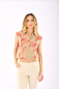 Camicia con ricamo foglia