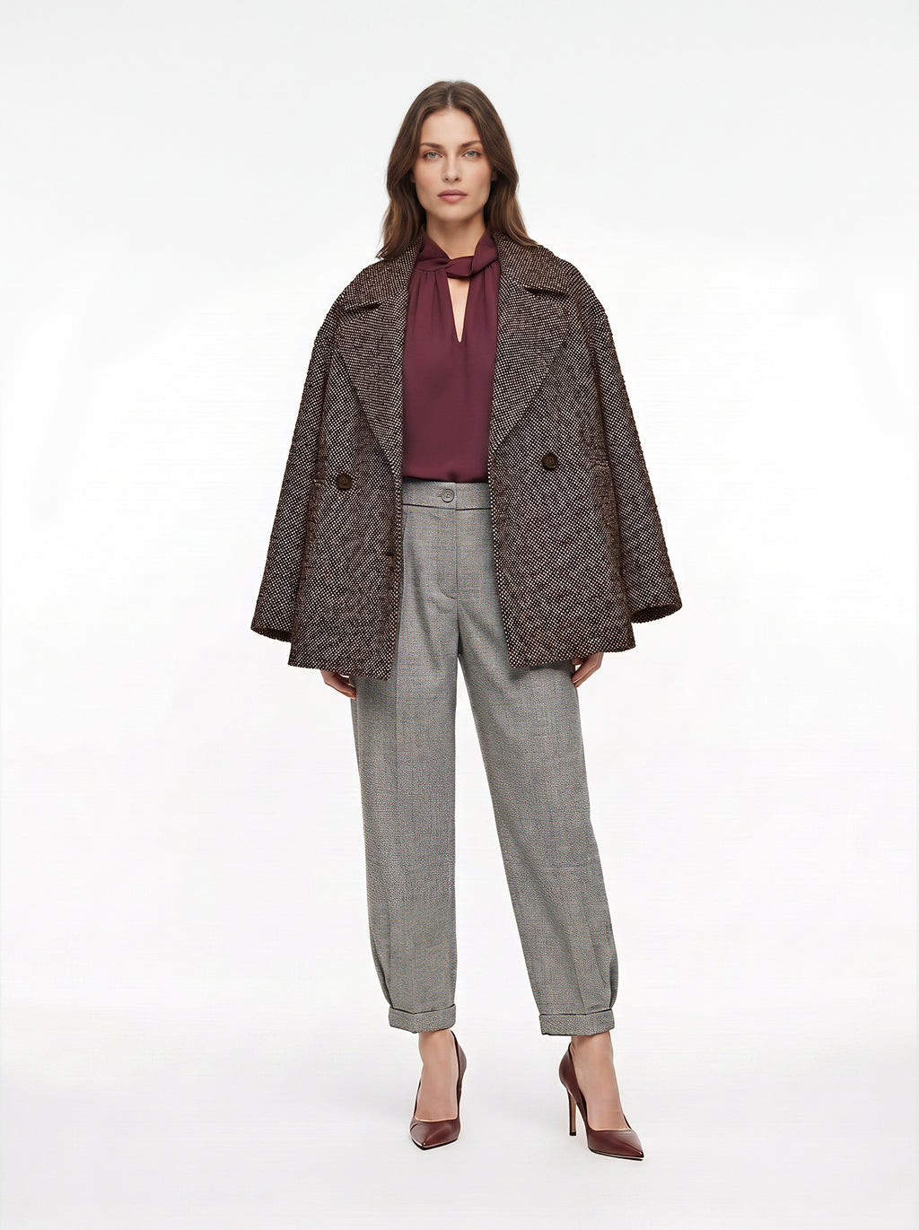 Cappotto doppiopetto microcheck