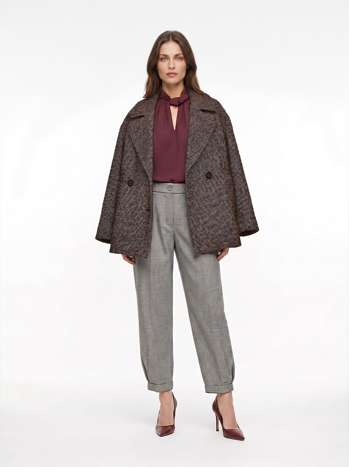 Cappotto doppiopetto microcheck