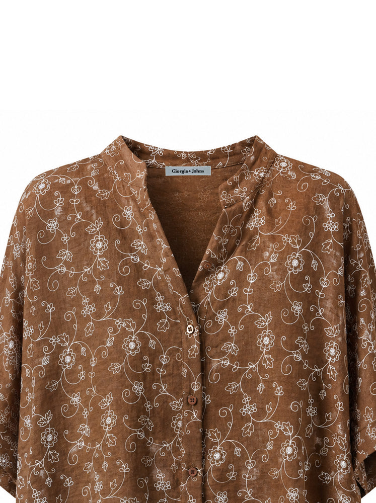 Camicia over tessuto ricamato