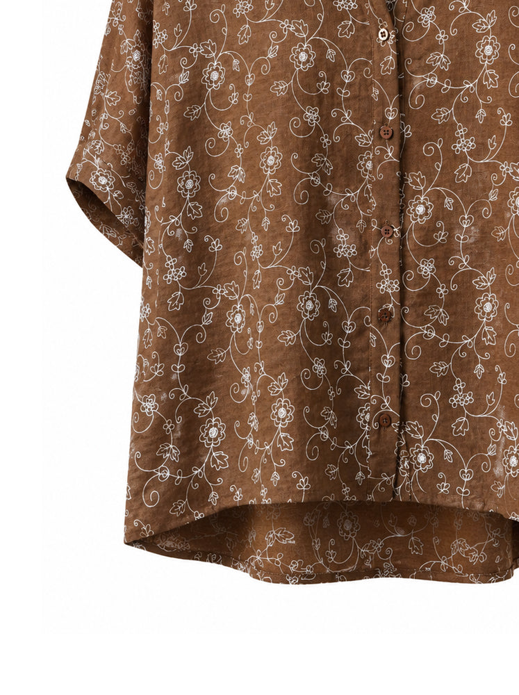 Camicia over tessuto ricamato