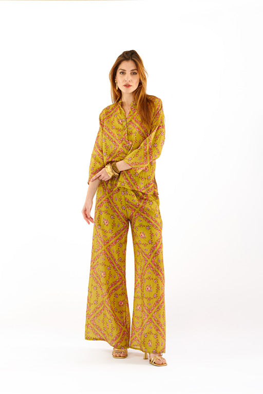 Camicia misto lino stampato