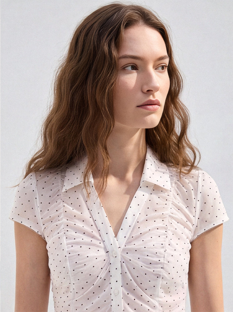 Camicia smanicata micro pois