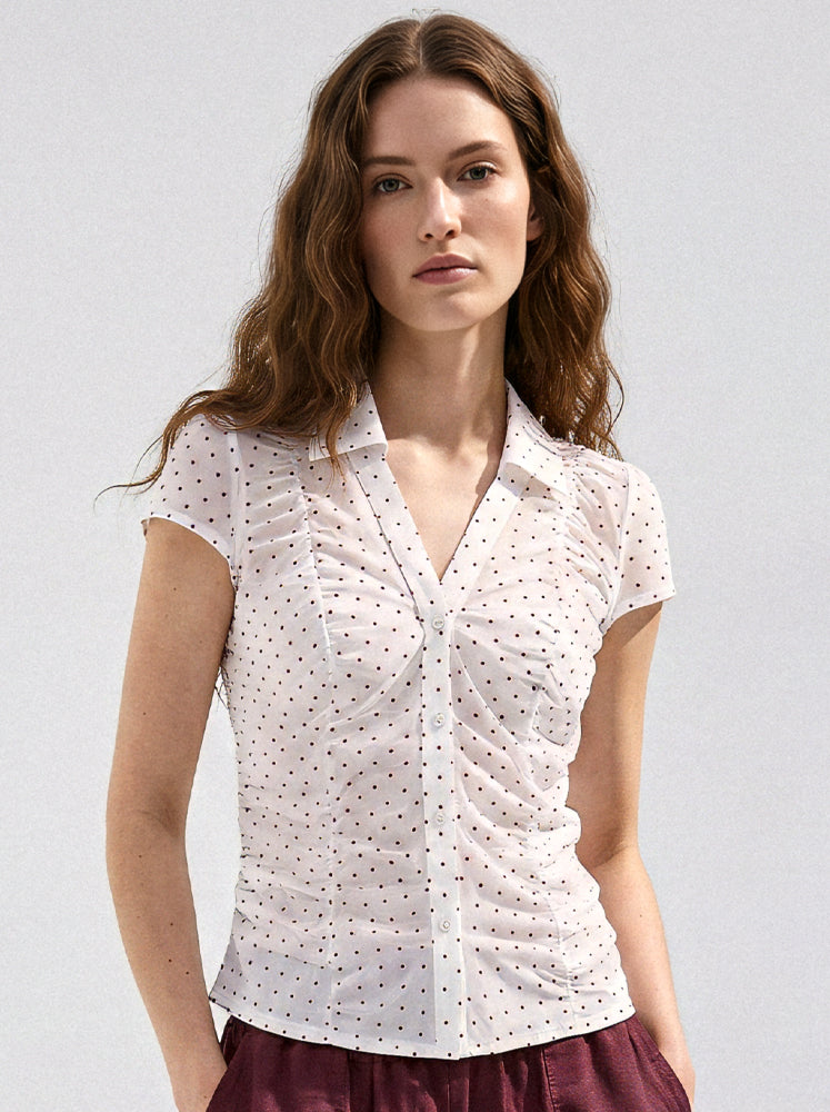 Camicia smanicata micro pois