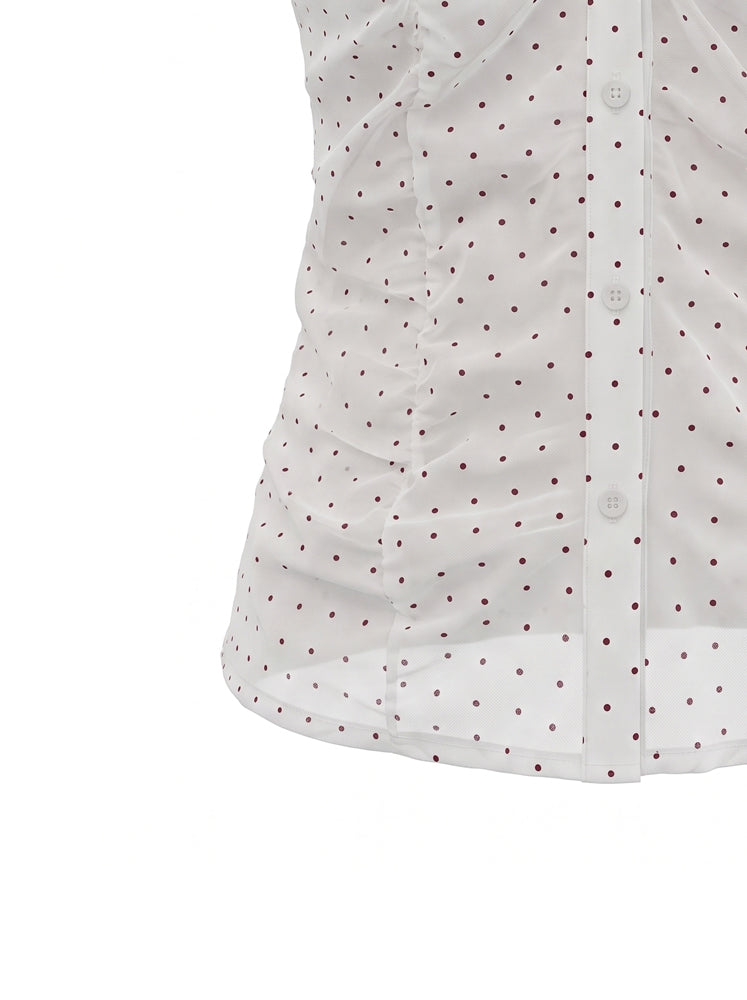 Camicia smanicata micro pois