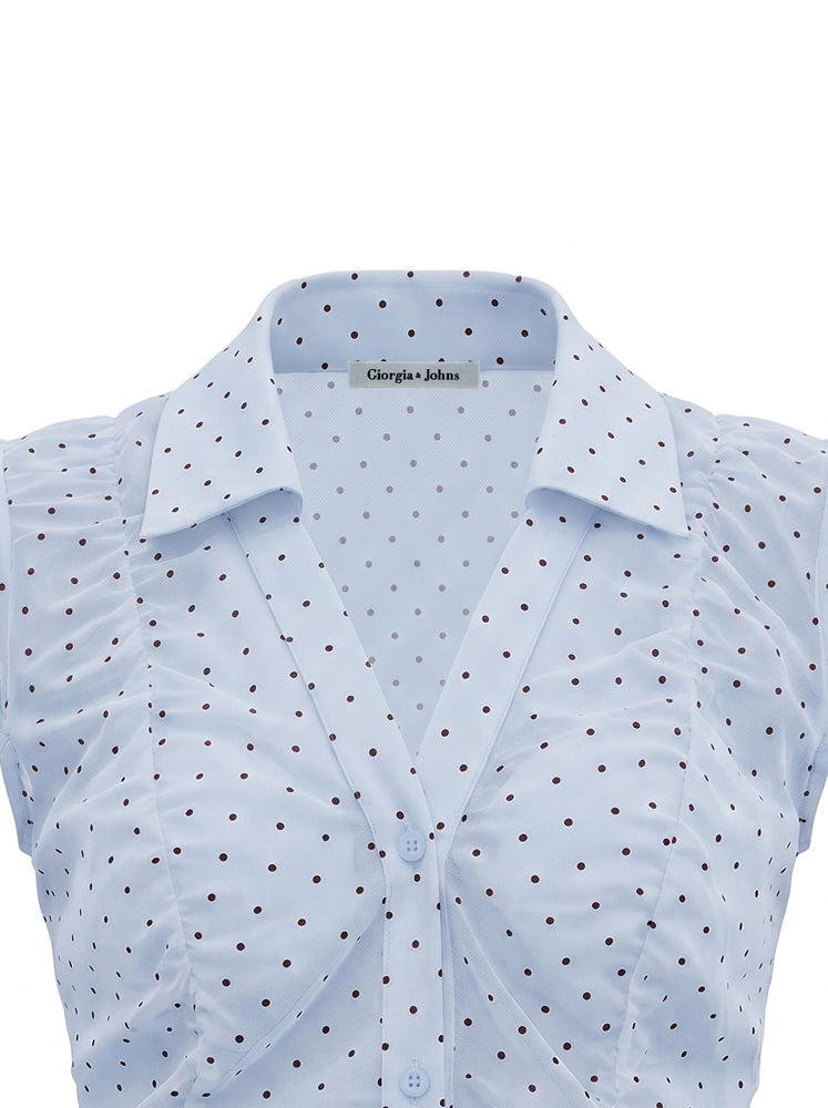 Camicia smanicata micro pois