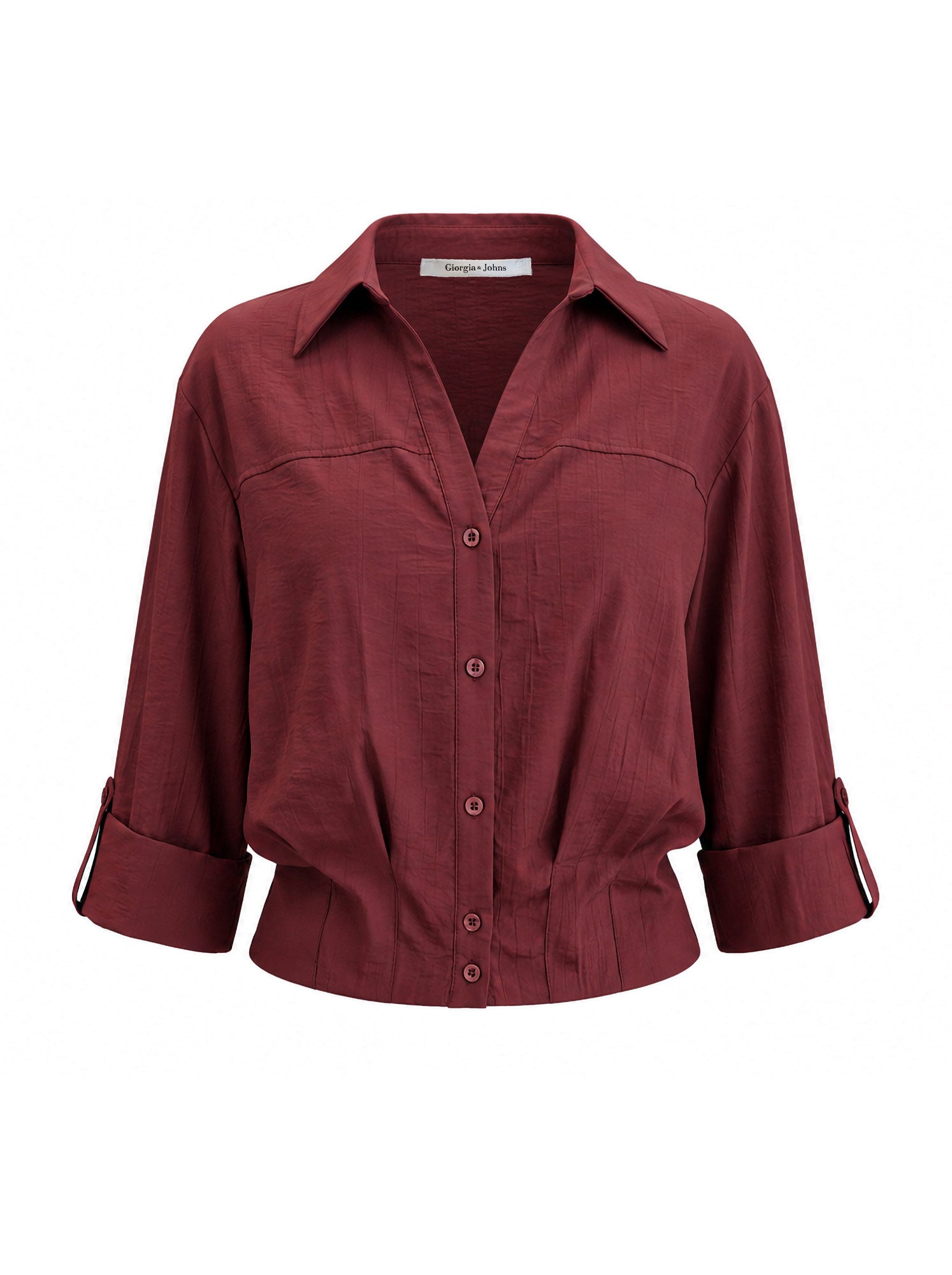 Camicia cropped tessuto stropicciato