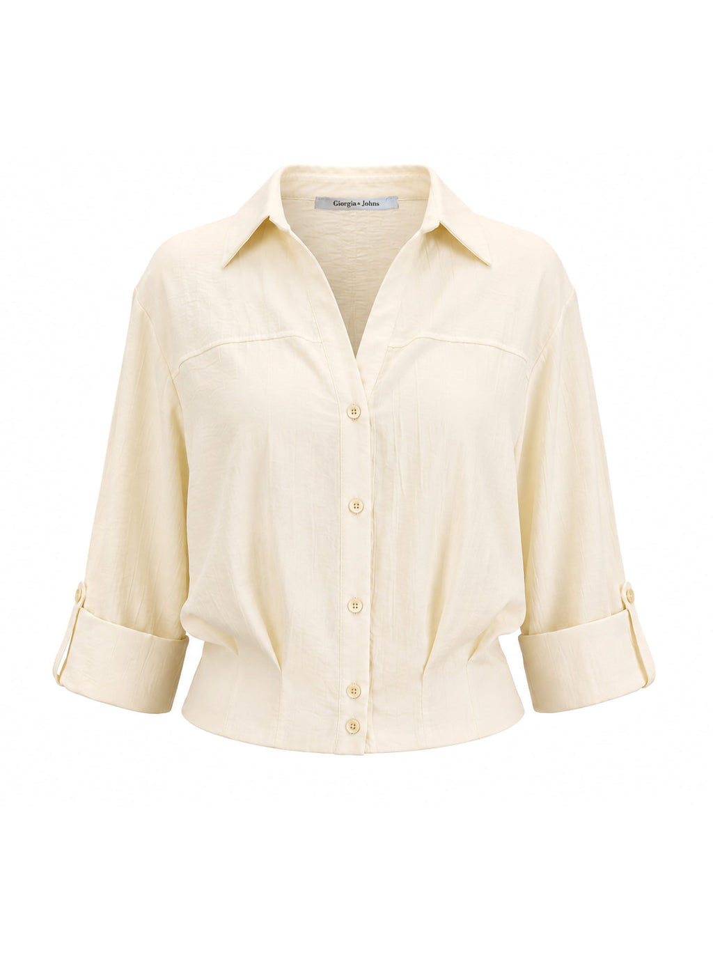 Camicia cropped tessuto stropicciato