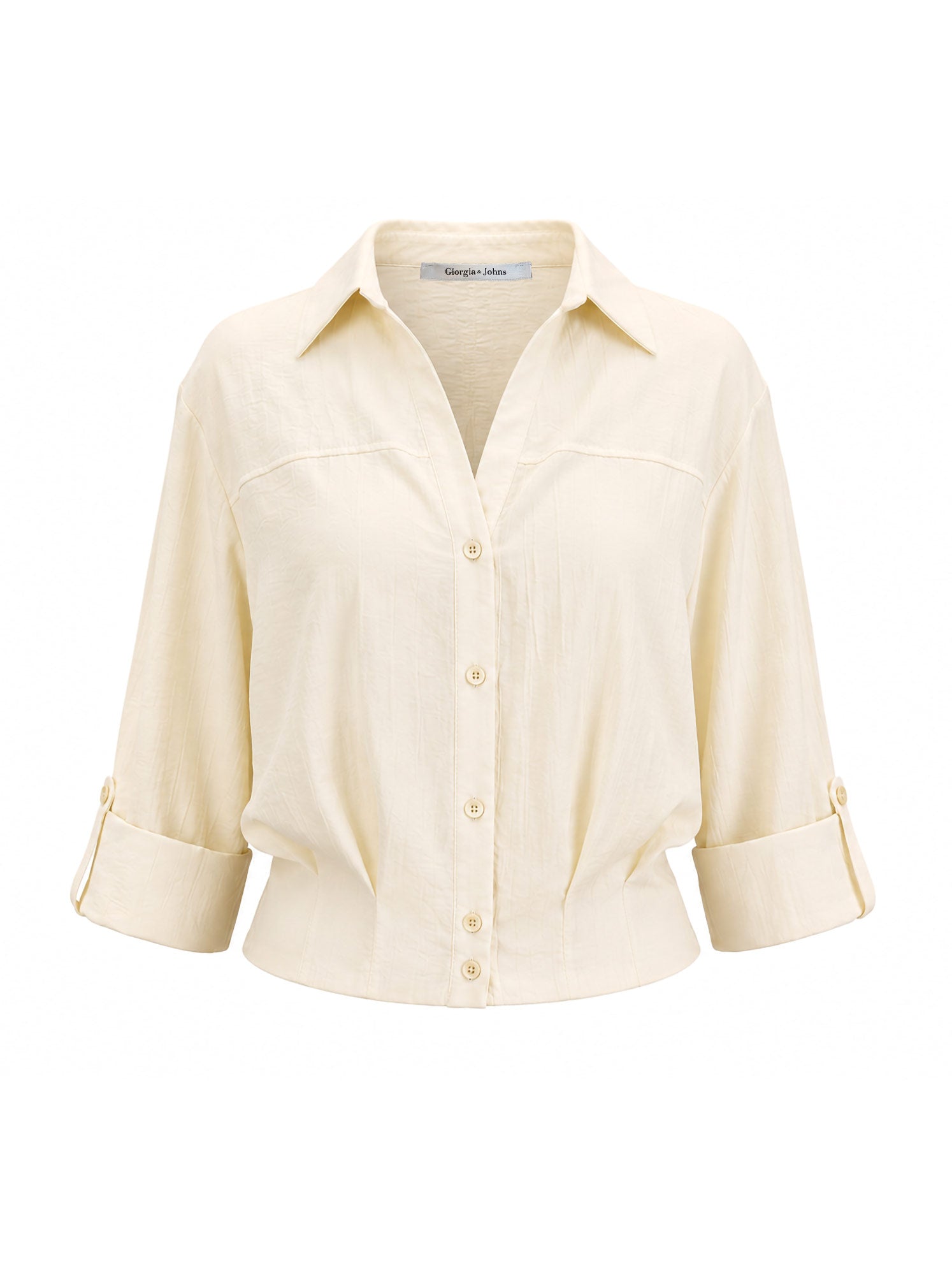 Camicia cropped tessuto stropicciato