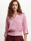 Camicia cropped tessuto stropicciato