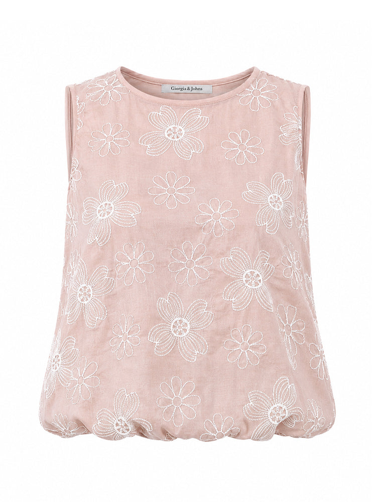 Top rimborsato ricami all-over