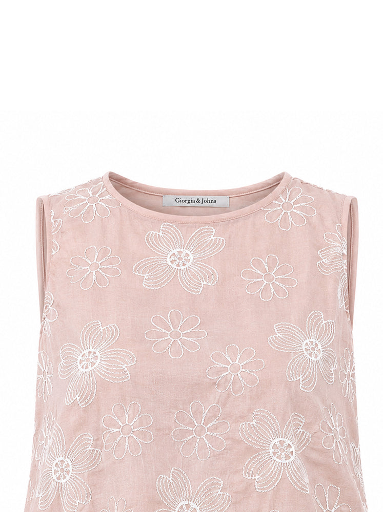 Top rimborsato ricami all-over