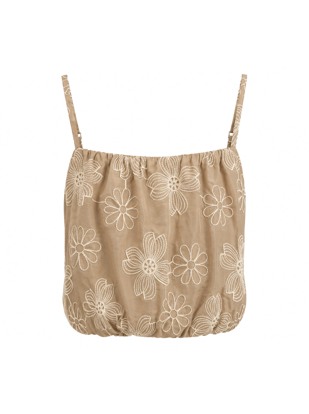Top cropped ricami all-over