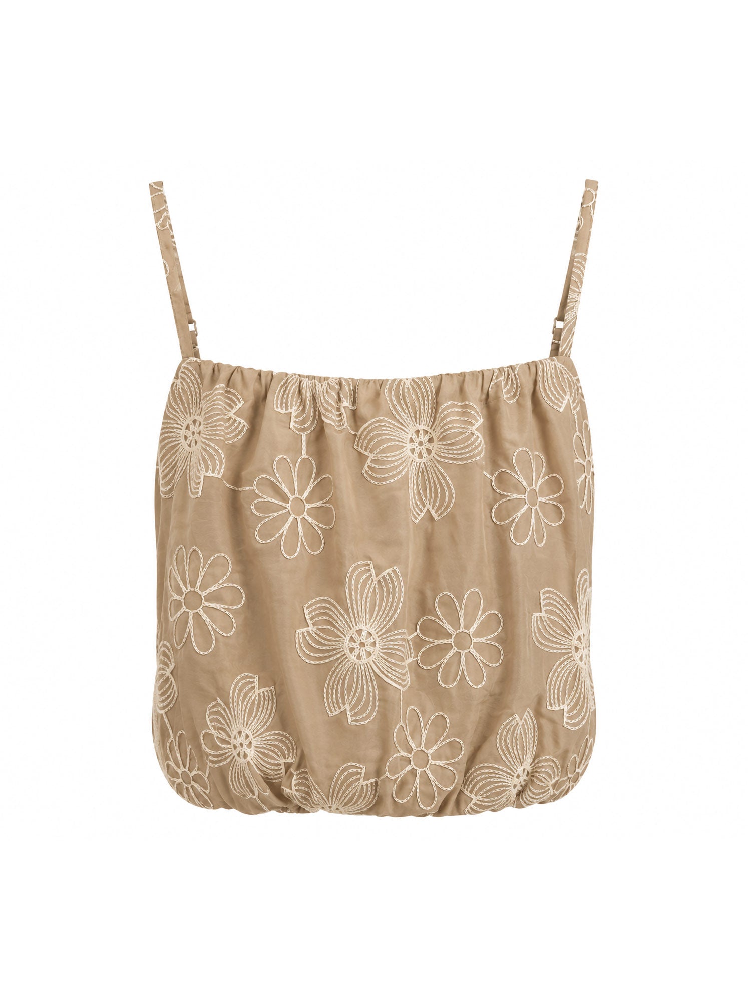 Top cropped ricami all-over