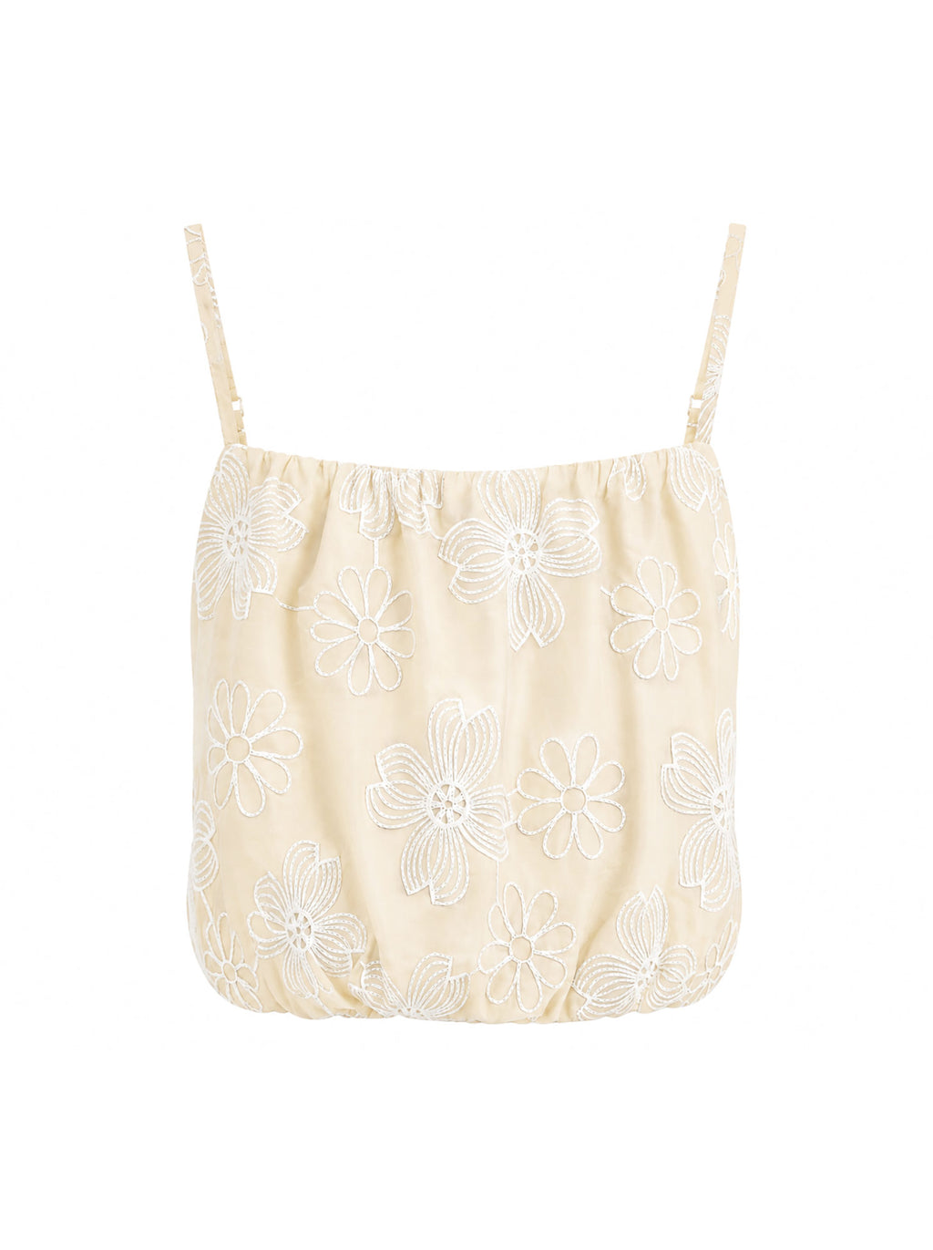 Top cropped ricami all-over
