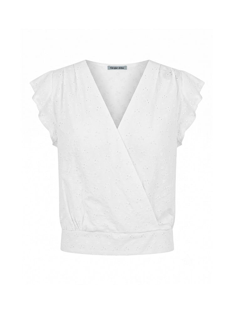 Blusa incrociata in sangallo