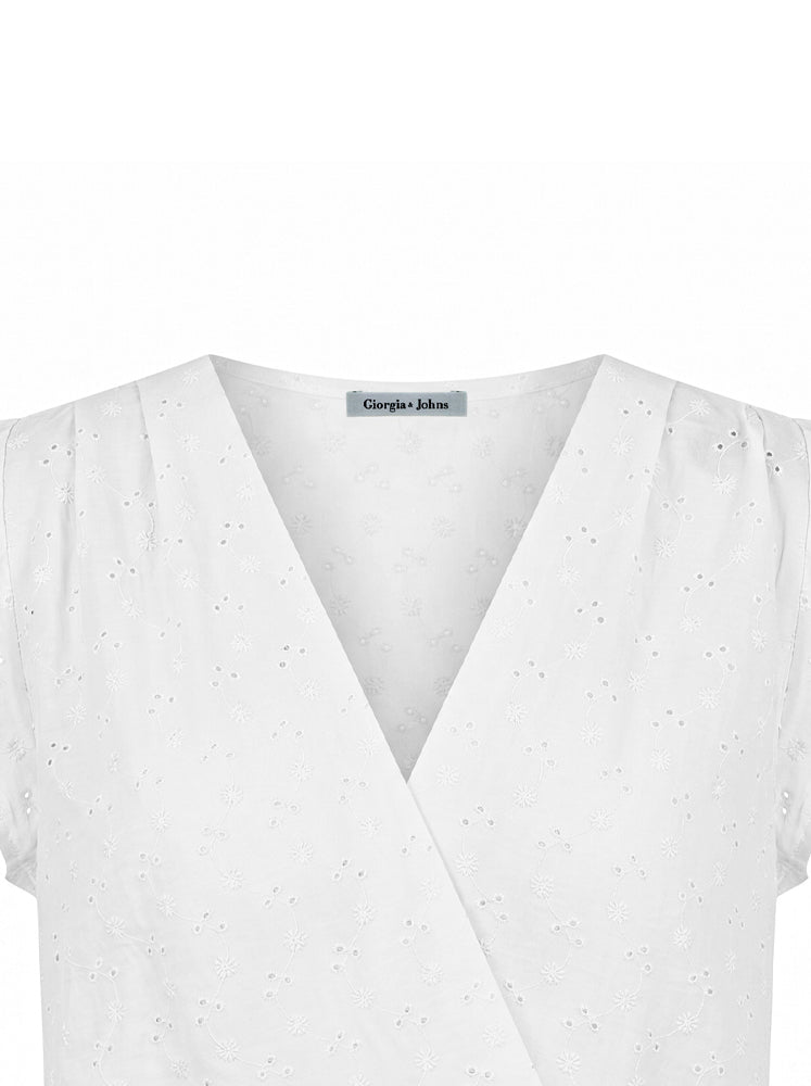 Blusa incrociata in sangallo