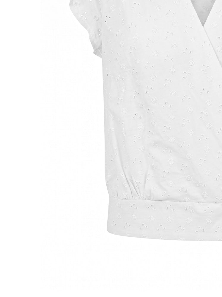 Blusa incrociata in sangallo