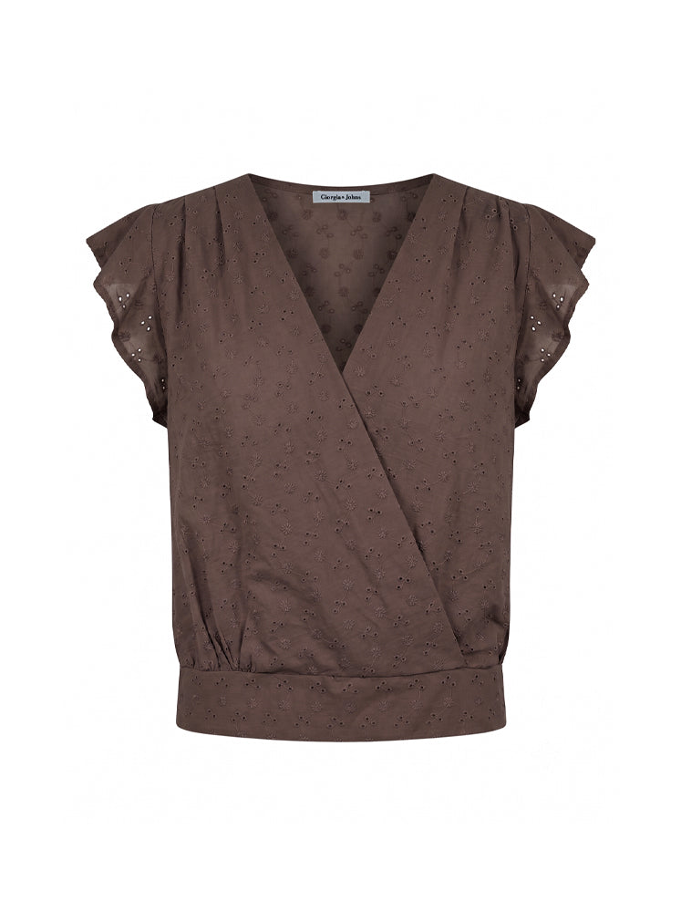 Blusa incrociata in sangallo