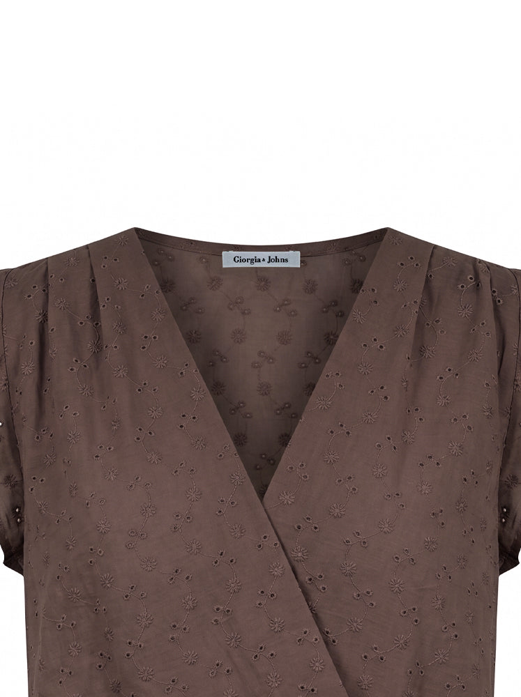 Blusa incrociata in sangallo