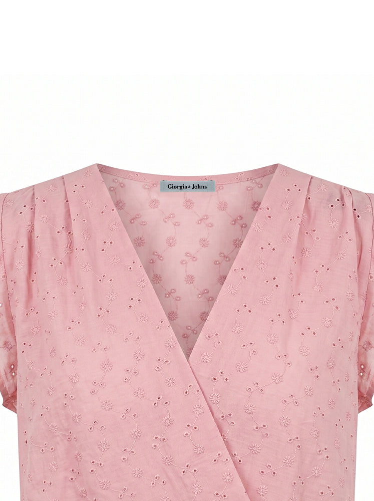 Blusa incrociata in sangallo