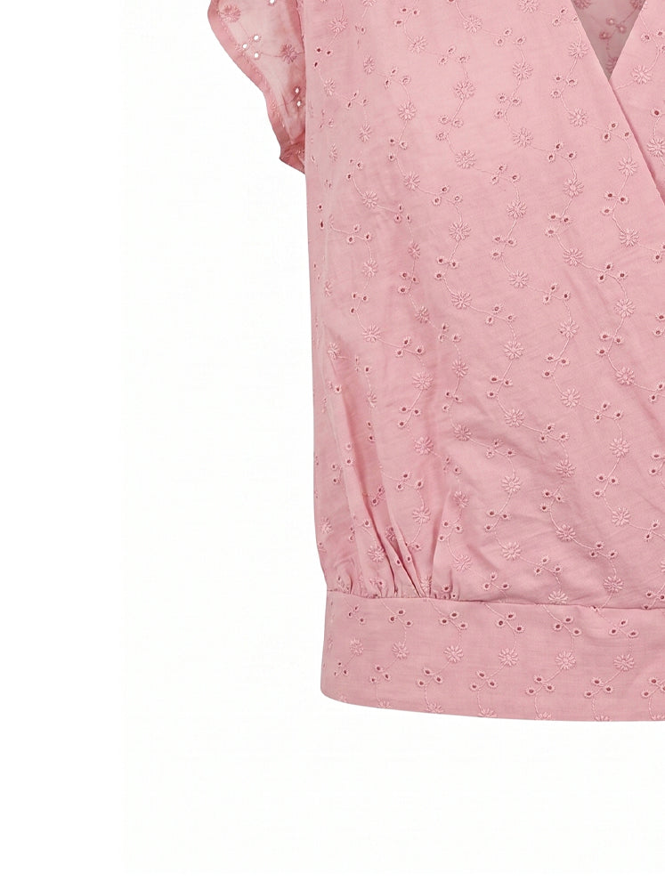 Blusa incrociata in sangallo