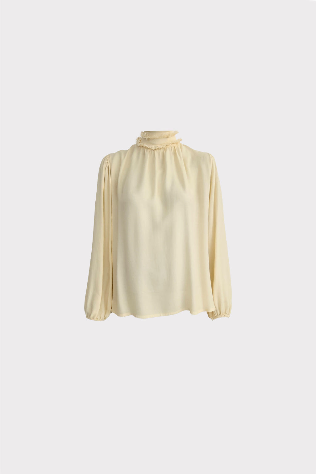 Blusa collo sfrangiato