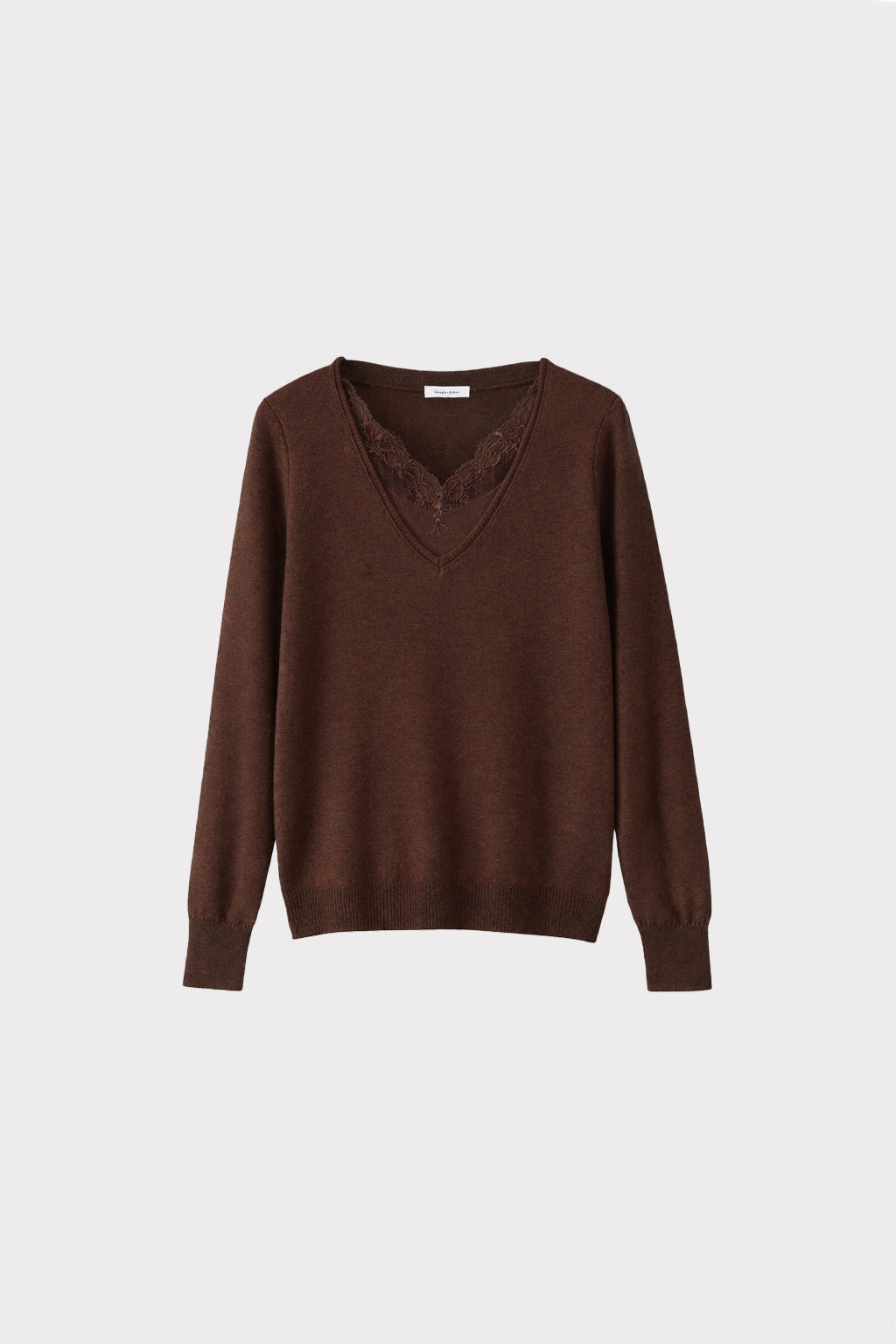 Maglia scollo V e pizzo