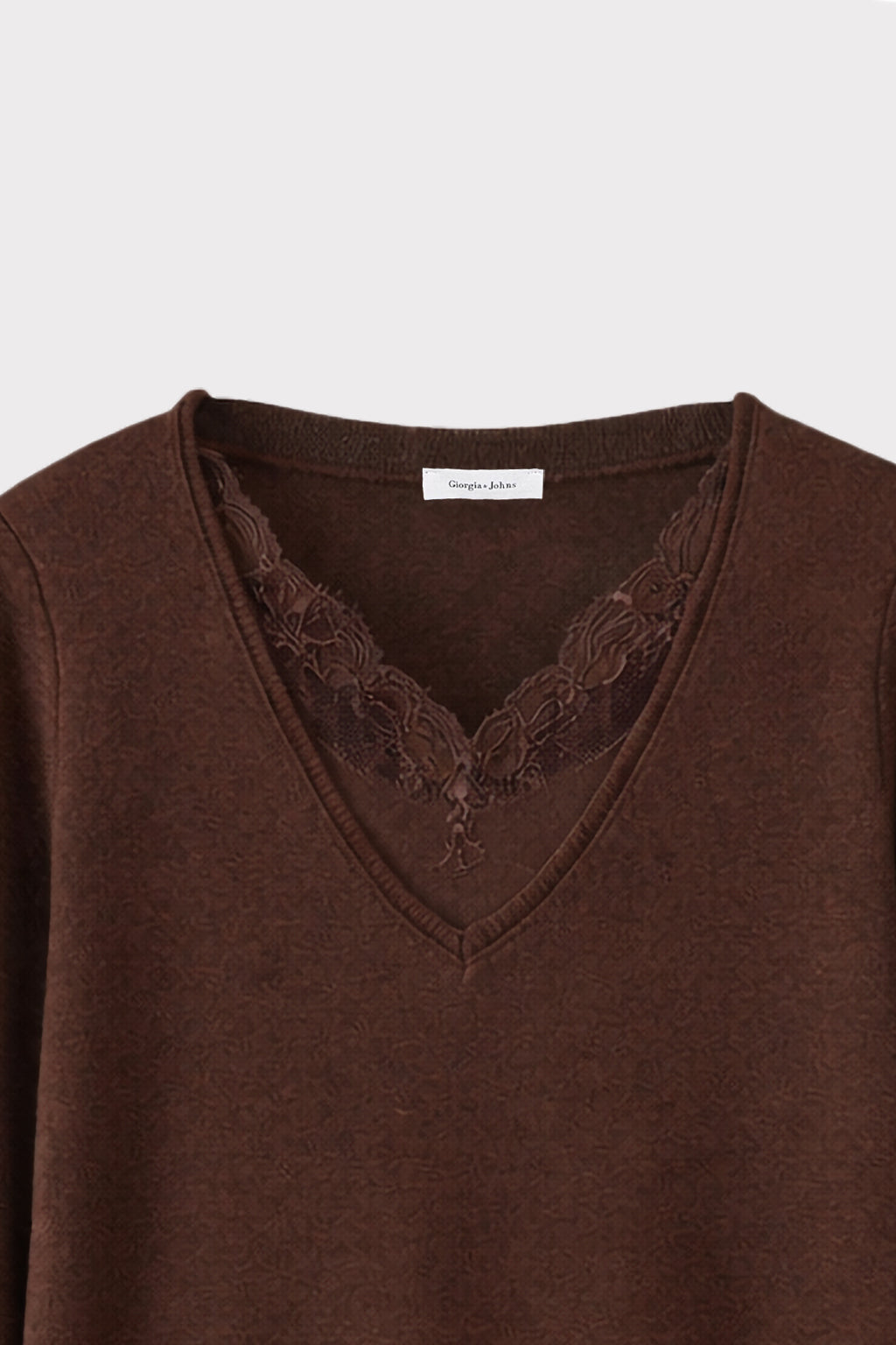 Maglia scollo V e pizzo