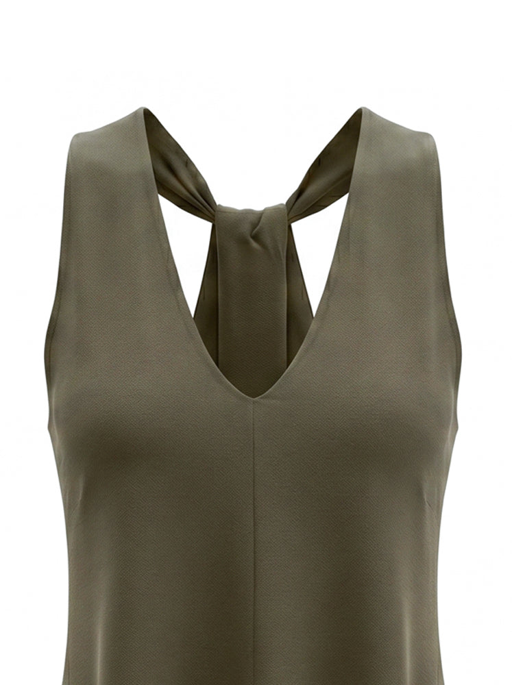 Top smanicato con dettaglio nodo
