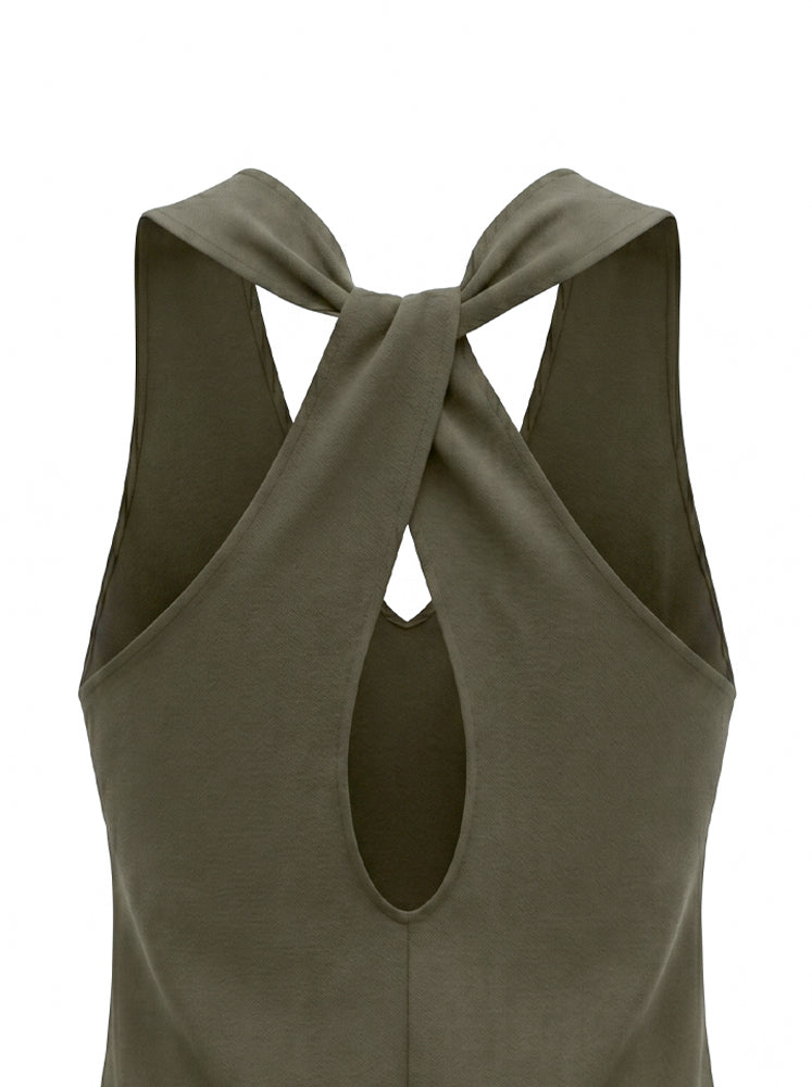 Top smanicato con dettaglio nodo