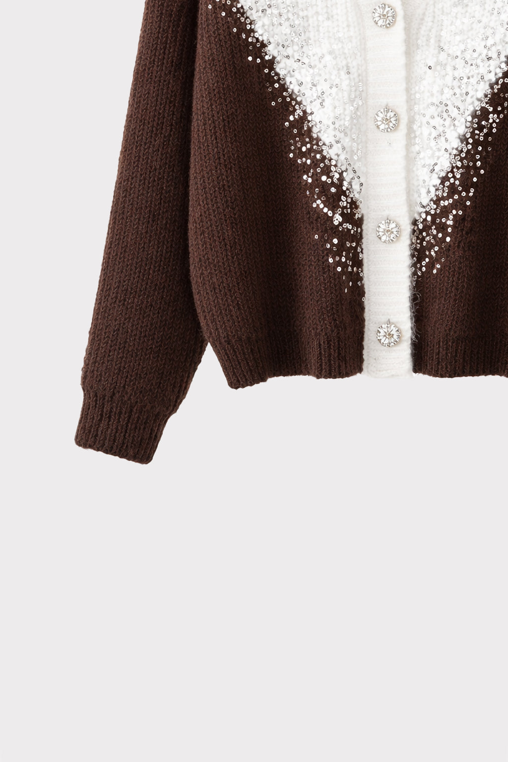 Cardigan bicolor con paillettes