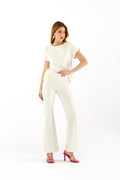 Pantalone a zampa strass