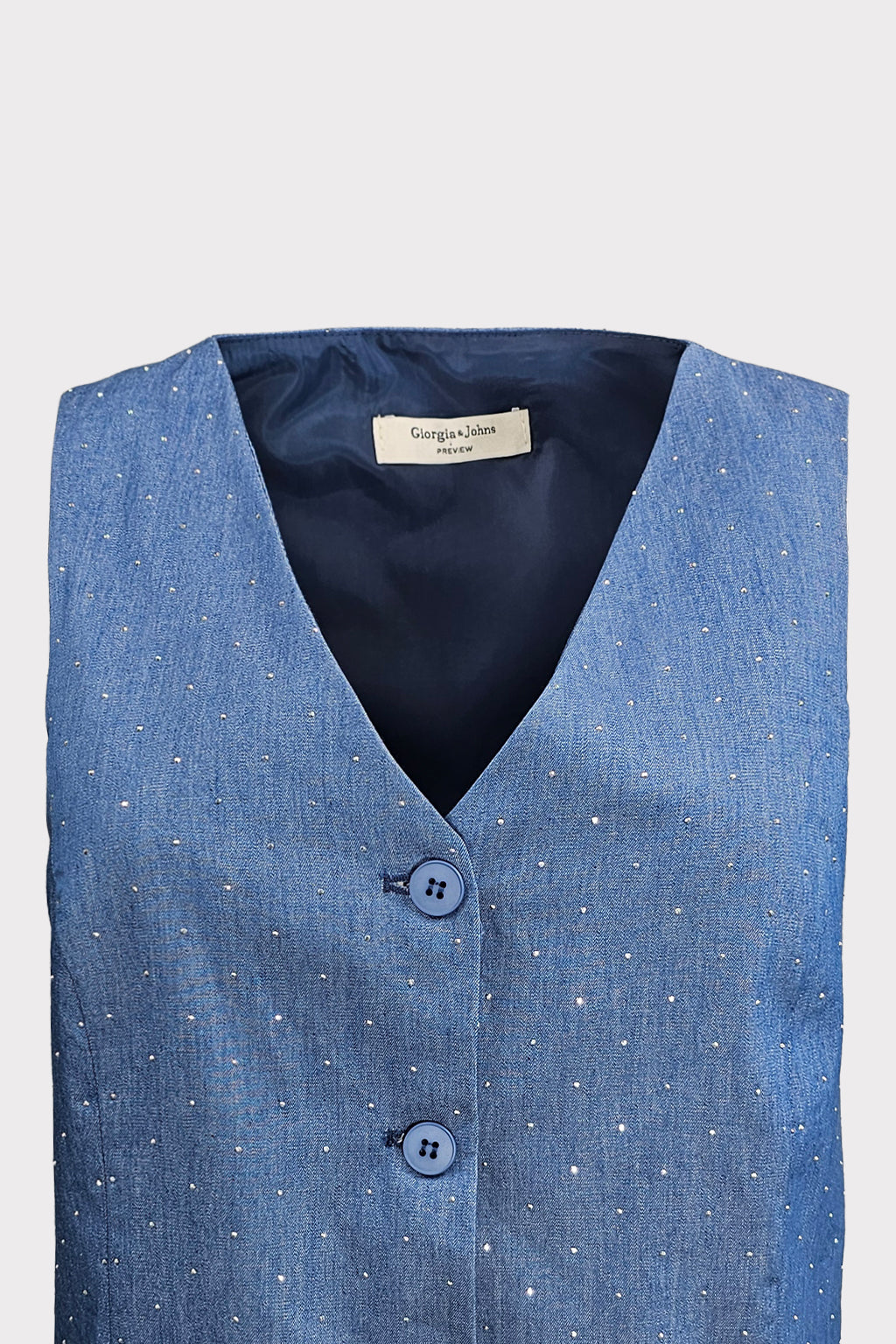 Gilet chambray con strass