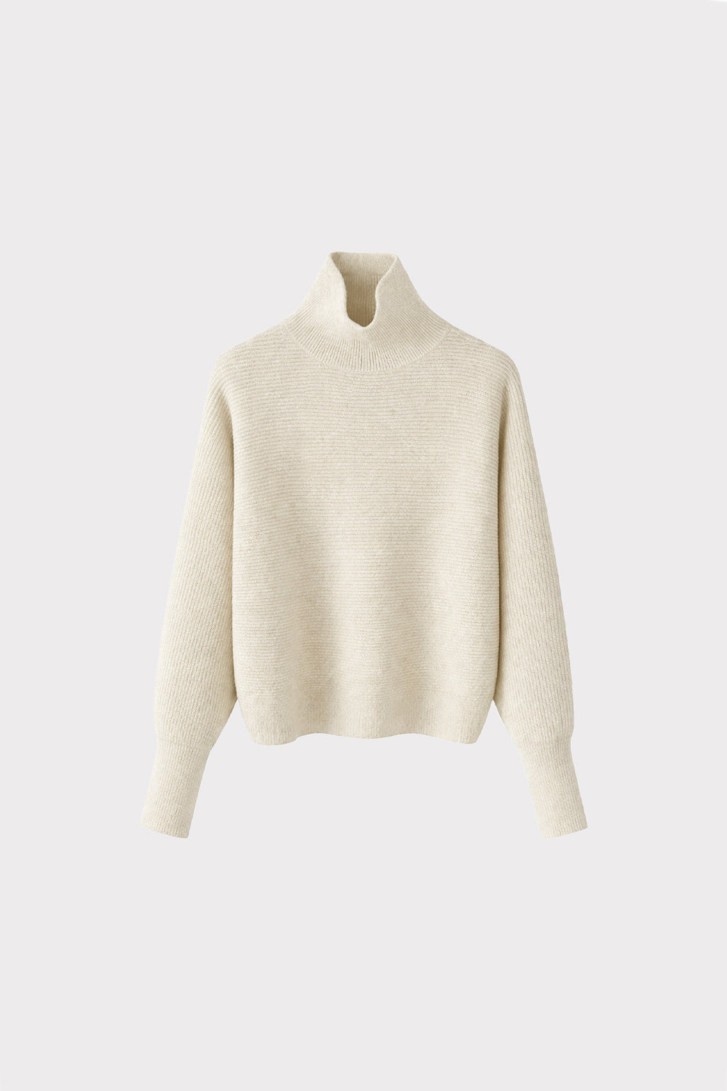 Pullover collo alto costine