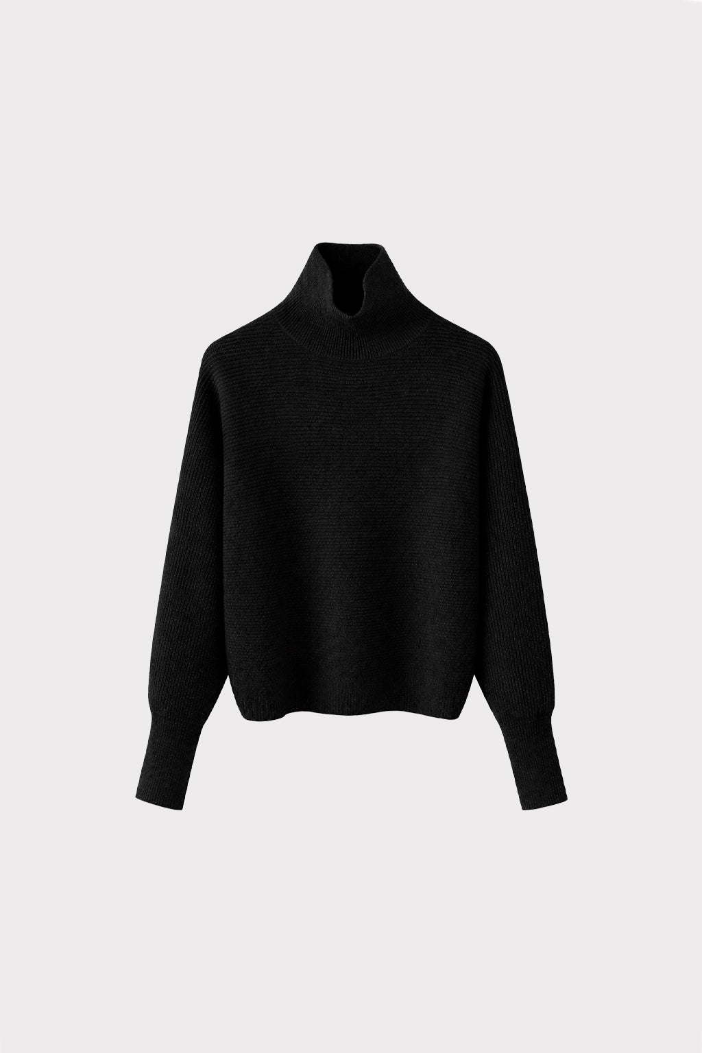 Pullover collo alto costine