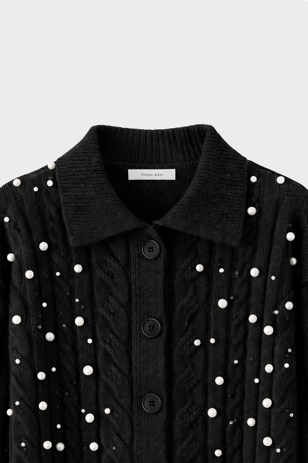 Cardigan colletto e perle