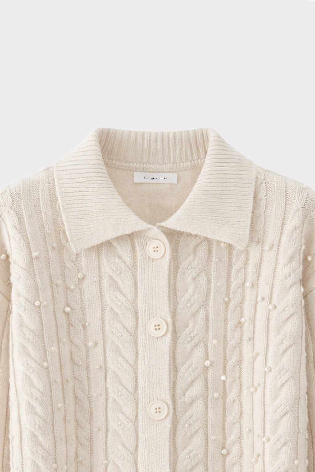 Cardigan colletto e perle