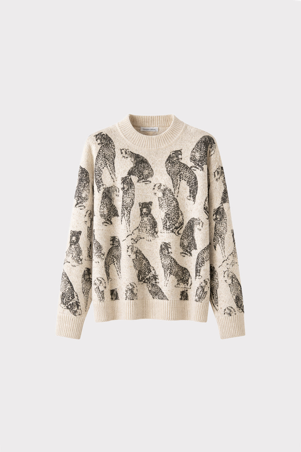 Pullover girocollo stampa animal