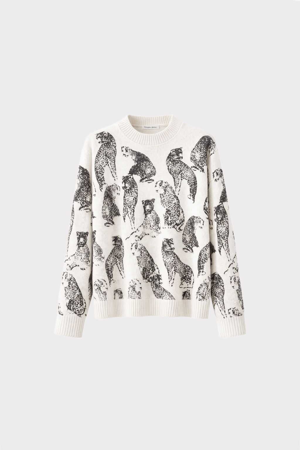 Pullover girocollo stampa animal