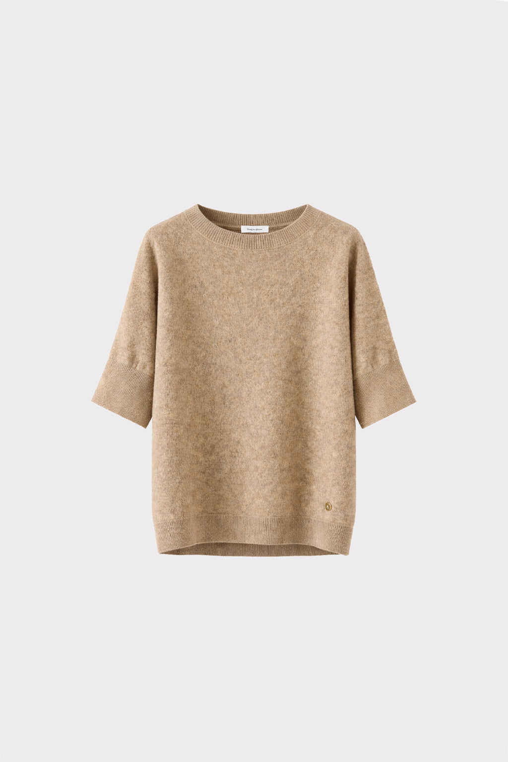 Pullover manica corta con costina