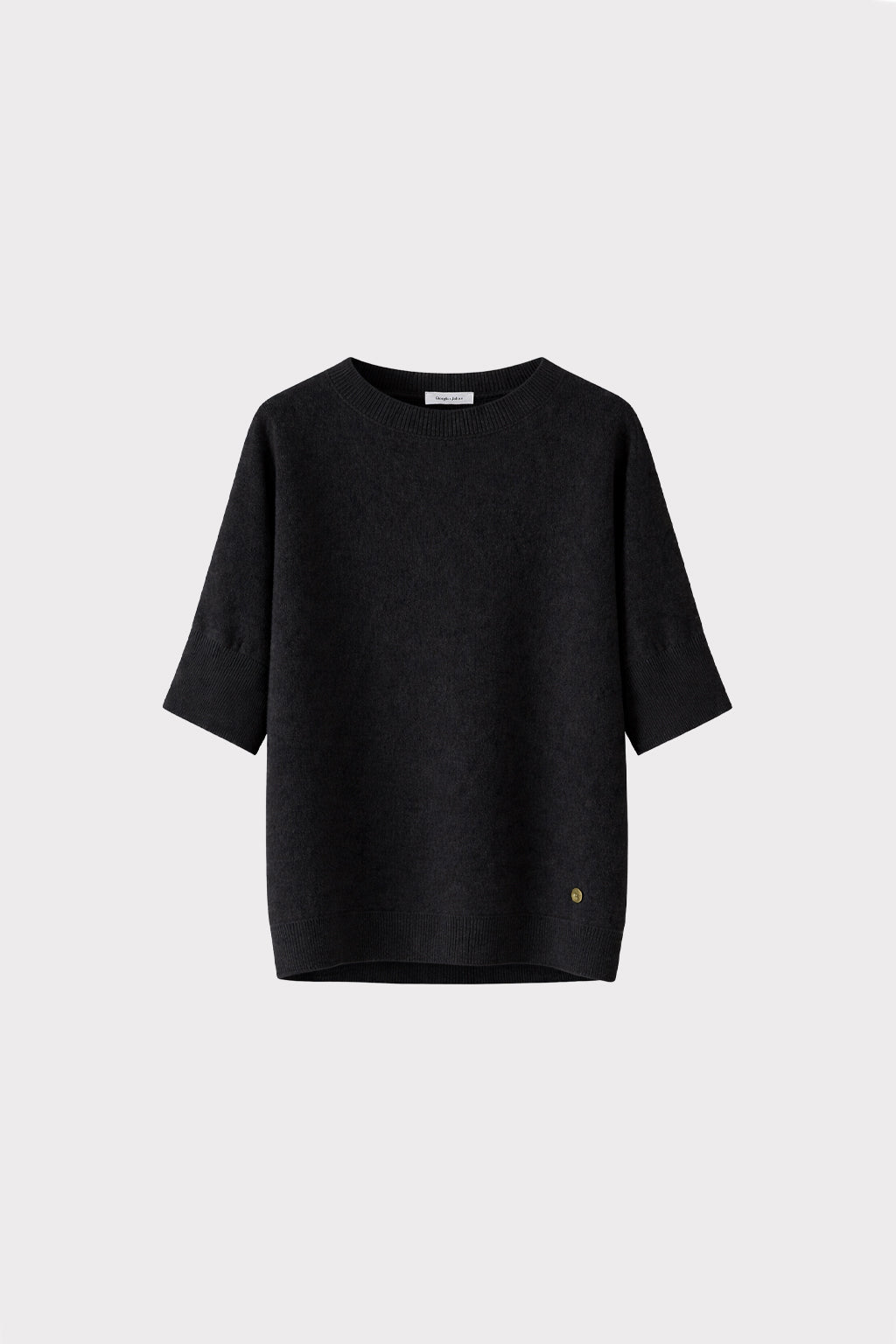 Pullover manica corta con costina